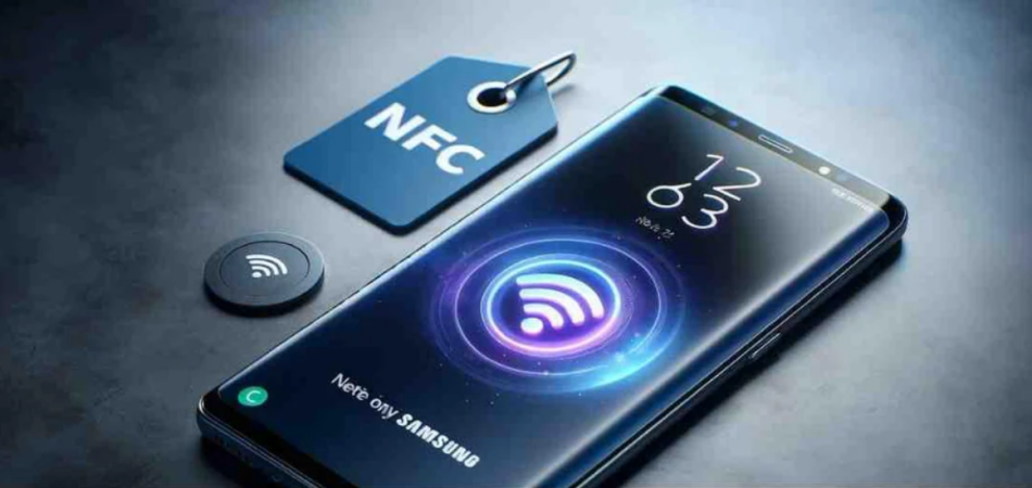 Smartphone die een NFC-tag scant voor contactloze communicatie